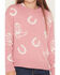 Image #3 - Self Esteem Girls' Horseshoe and Boots Sweater, Pink, hi-res