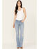 Image #1 - Lucky Brand Women's Light Wash Capsize Destruction Mid Rise Sweet Flare Jeans, Light Wash, hi-res