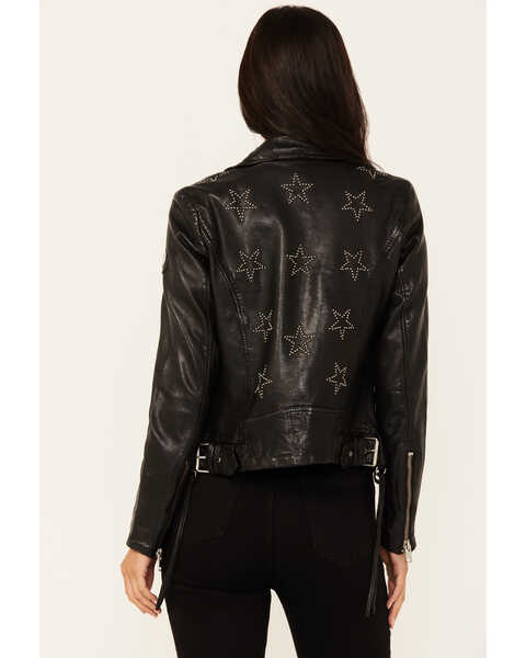 Image #4 - Mauritius Leather Women's Embellished Stars Leather Moto Jacket, Black, hi-res