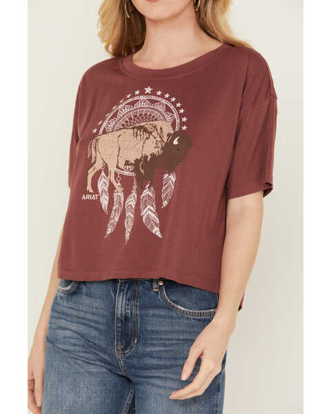 Image #3 - Ariat Women's Buffalo Short Sleeve Cropped Graphic Tee, Rust Copper, hi-res