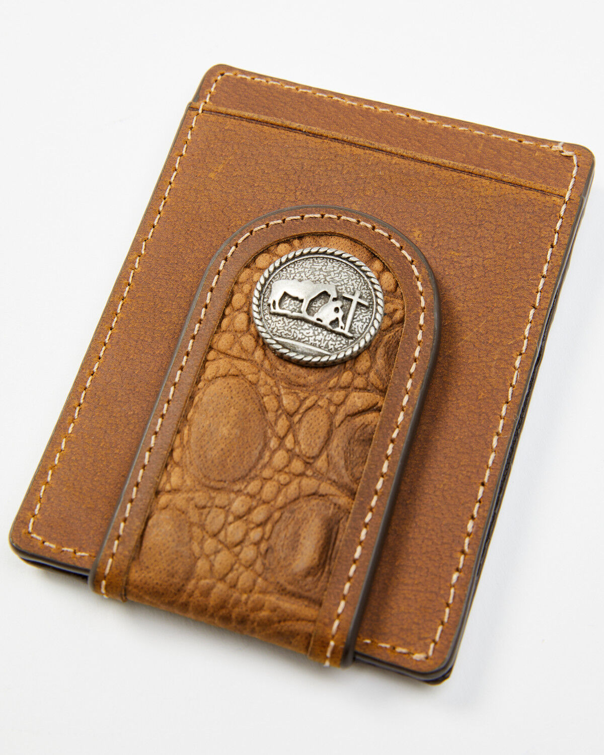 Image #1 - Cody James Men's Crocodile Embossed Money Clip Wallet, Brown, hi-res