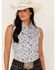 Image #1 - Rough Stock by Panhandle Women's Floral Paisley Print Sleeveless Pearl Snap Western Core Shirt, White, hi-res