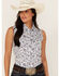 Rough Stock by Panhandle Women's Floral Paisley Print Sleeveless Snap Western Core Shirt, White, hi-res