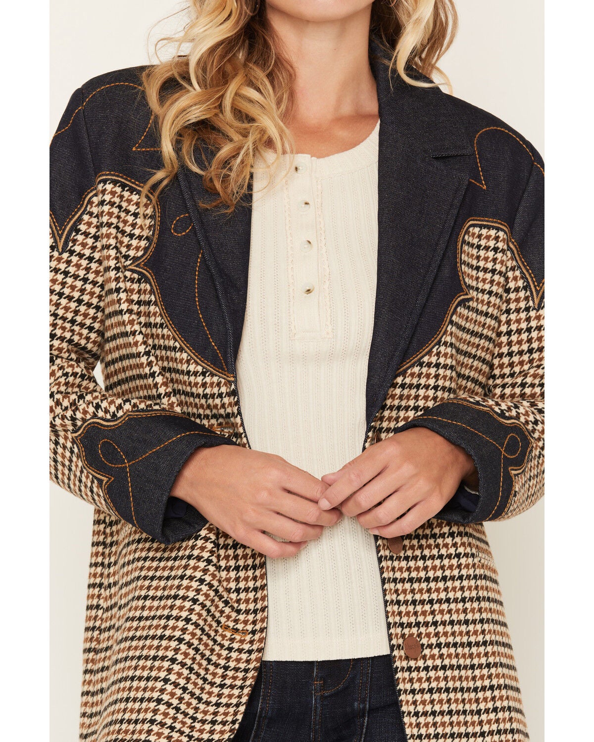 Image #3 - Wrangler Women's Houndstooth Blazer, Multi, hi-res