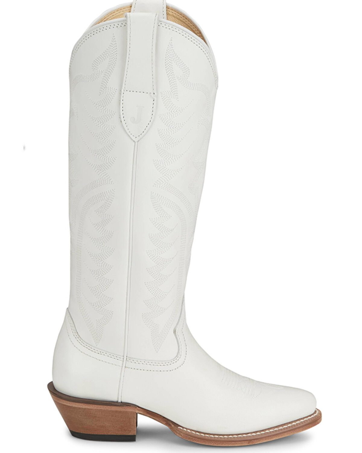 Image #2 - Justin Women's Evelyn Tall Western Boots - Round Toe, White, hi-res