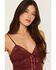 Image #2 - Miss Me Women's Solid Embroidered Tank Top, Burgundy, hi-res