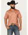 Image #1 - RANK 45&reg; Men's Uptown Southwestern Print Short Sleeve Button-Down Polo Shirt, Rust Copper, hi-res