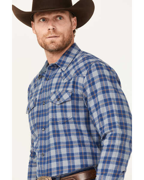 Image #2 - Cody James Men's Plaid Print Long Sleeve Pearl Snap Western Shirt - Tall, Dark Blue, hi-res