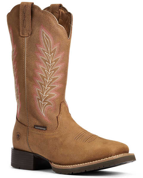Ariat Women's Hybrid Rancher Waterproof Performance Western Boots - Broad Square Toe, Brown, hi-res