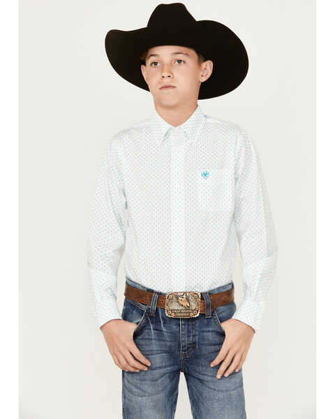 Image #1 - Ariat Boys' Kaine Classic Fit Long Sleeve Button Down Western Shirt, , hi-res