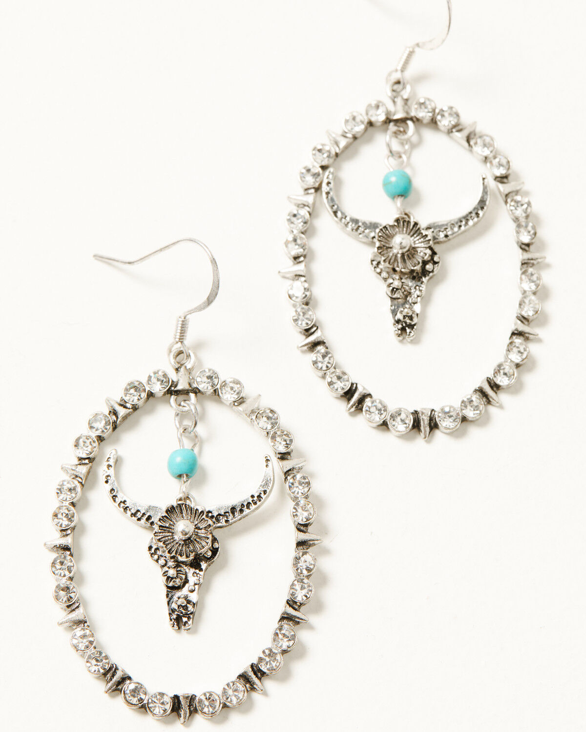Image #2 - Shyanne Women's Silver Longhorn Chandelier Earrings, Silver, hi-res
