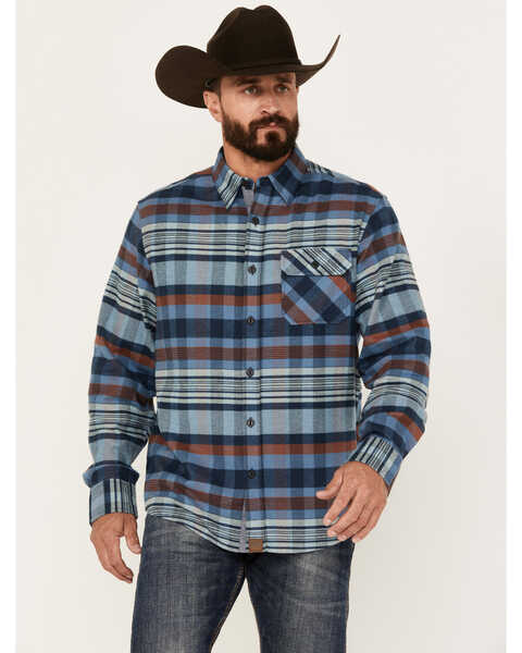 Image #1 - Dakota Grizzly Men's Brock Plaid Print Long Sleeve Button-Down Flannel Shirt, Blue, hi-res