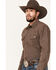 Image #2 - Blue Ranchwear Men's Somerville Herringbone Striped Print Long Sleeve Snap Work Shirt, Dark Brown, hi-res