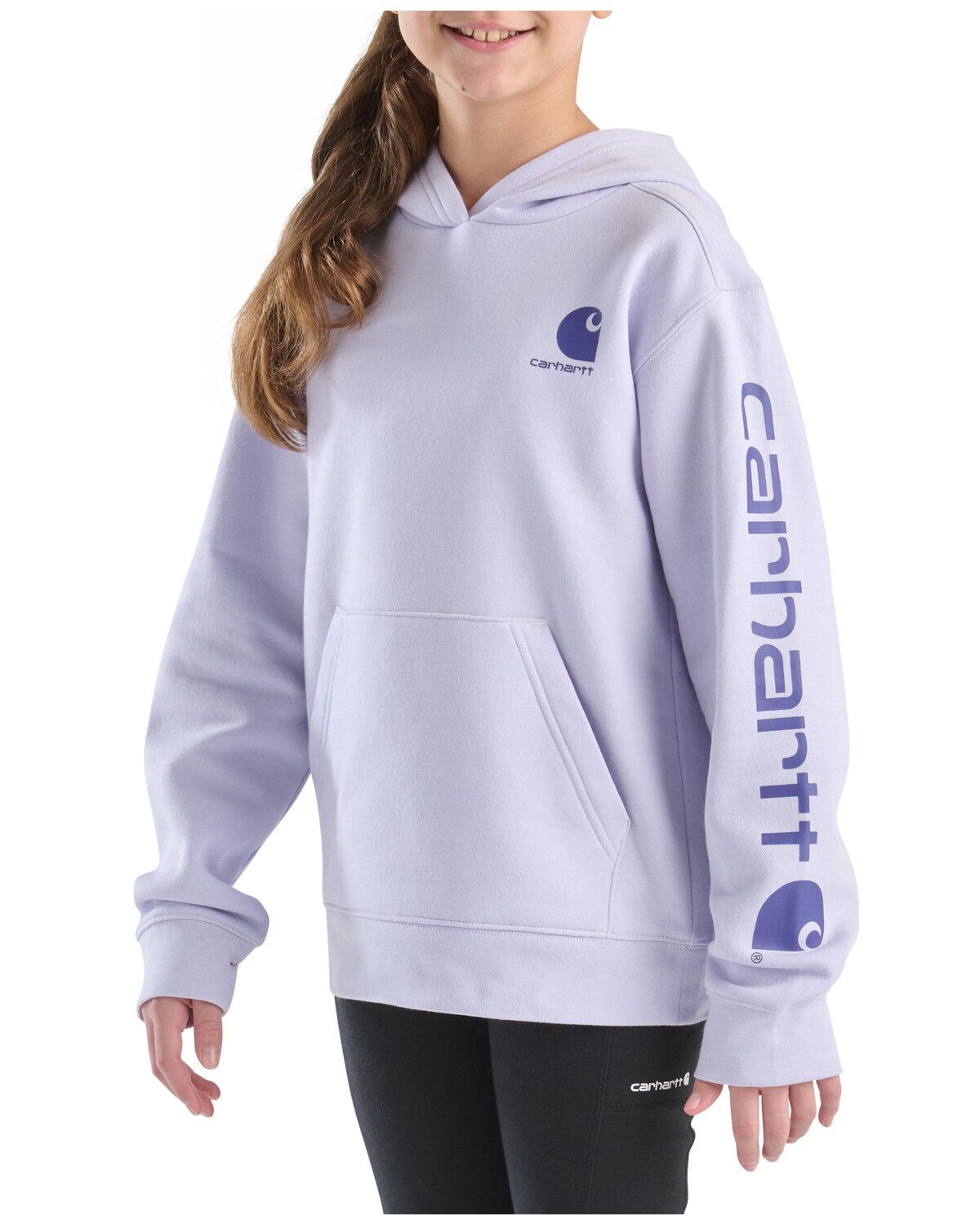 Image #1 - Carhartt Girls' Logo Graphic Sweatshirt, Purple, hi-res