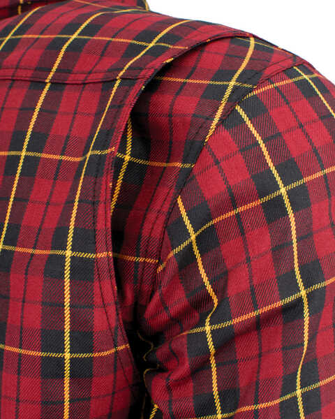 Image #5 - Milwaukee Performance Men's Aramid Reinforced Checkered Flannel Long Sleeve Biker Shirt, Black/red, hi-res