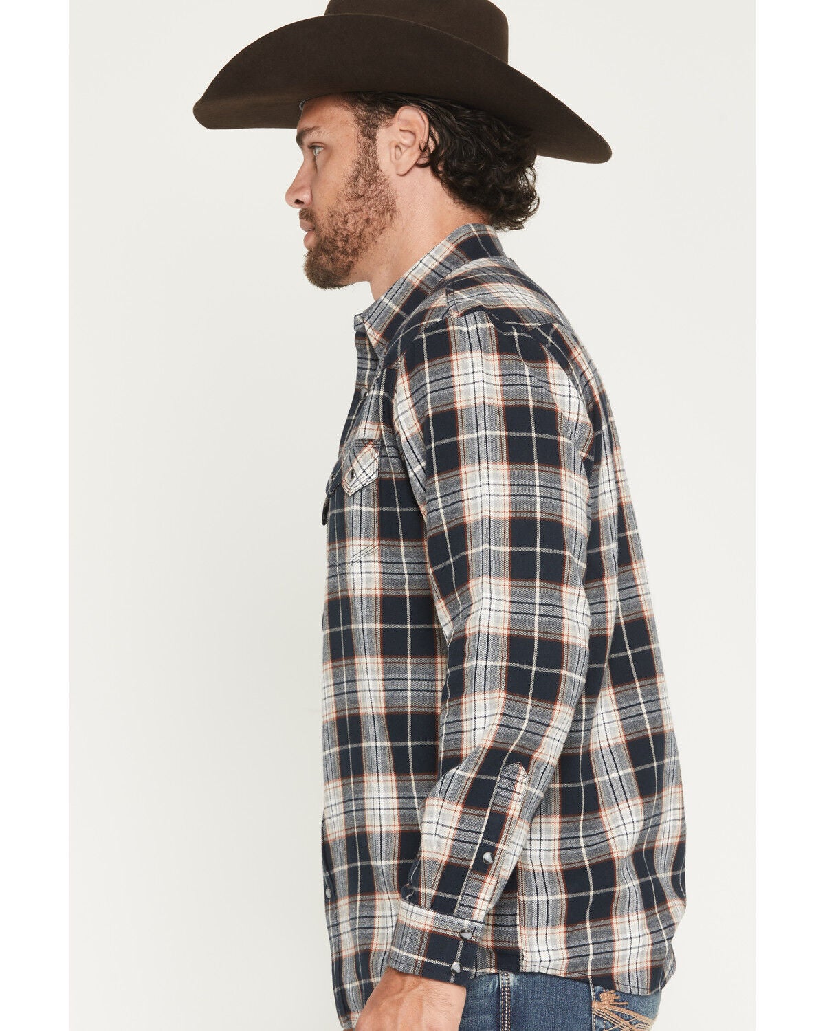 Image #2 - Moonshine Spirit&reg; Men's Dark Forest Plaid Print Long Sleeve Snap Flannel Shirt, Navy, hi-res