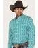 Image #2 - RANK 45® Men's Fearless Geo Long Sleeve Button-Down Western Shirt, Green, hi-res