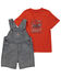 Carhartt Toddler Boys' Short Sleeve T-Shirt and Striped Overall Set, Navy, hi-res