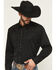 Image #2 - Scully Men's Floral Embroidered Retro Long Sleeve Snap Western Shirt, Jet Black, hi-res
