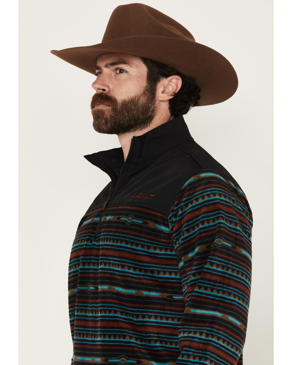 Image #2 - Ariat Men's Basis 2.0 Southwestern Striped 1/4 Zip Pullover, Black, hi-res