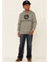 John Deere Boys' Trademark Logo Sleeve Graphic Hooded Sweatshirt , Grey, hi-res
