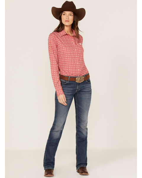 Image #2 - Cinch Women's Geo Print Long Sleeve Button-Down Stretch ARENAFLEX Shirt, Red, hi-res