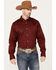 RANK 45 Men's Twill Logo Long Sleeve Button Down Western Shirt - Tall, Wine, hi-res