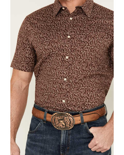 Image #3 - Cody James Men's Festive Floral Short Sleeve Button-Down Stretch Western Shirt , Brown, hi-res