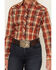 Image #3 - Roper Women's Plaid Print Long Sleeve Pearl Snap Western Shirt, Rust Copper, hi-res