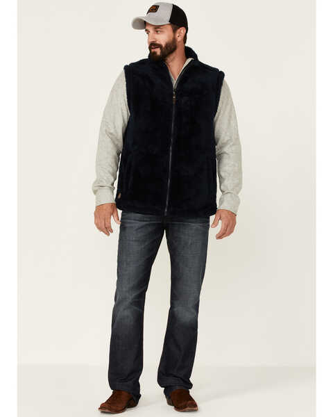 Image #2 - Moonshine Spirit Men's Kern Valley Faux Fur Zip-Front Fleece Vest , Navy, hi-res
