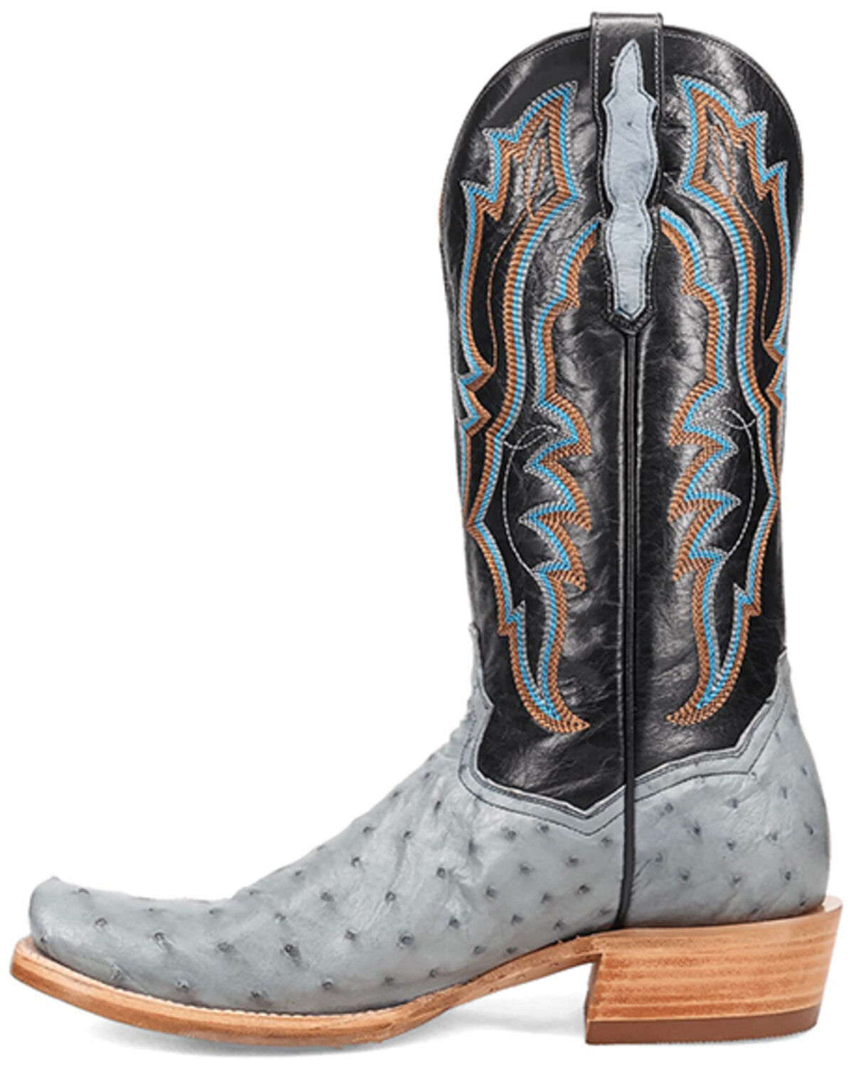 Image #3 - Dan Post Men's Brady Exotic Ostrich Western Boots - Square Toe, Blue, hi-res