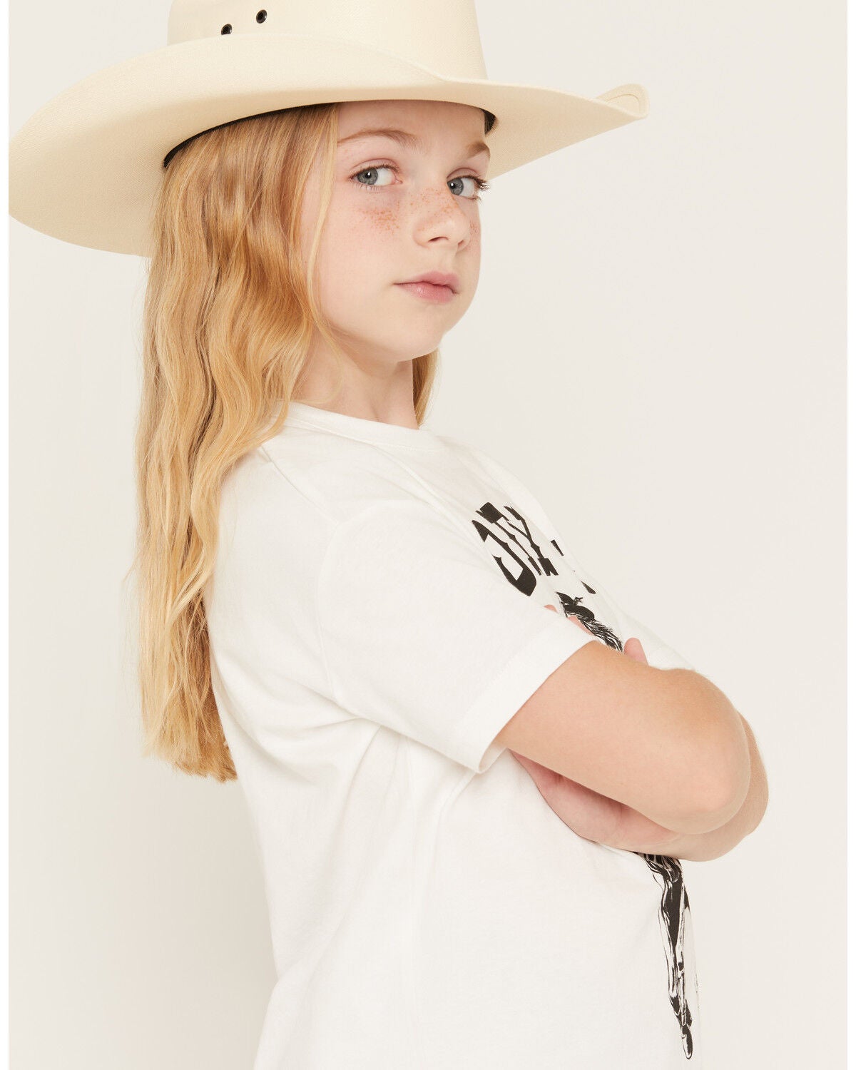 Image #2 - Wrangler X Lainey Wilson Girls' Giddy Up Short Sleeve Graphic Tee, White, hi-res