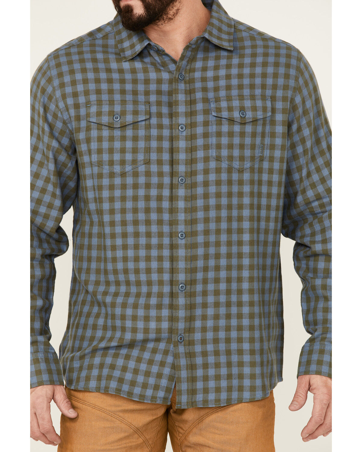 Image #3 - Brothers and Sons Men's Small Check Plaid Long Sleeve Button-Down Western Shirt, Indigo, hi-res