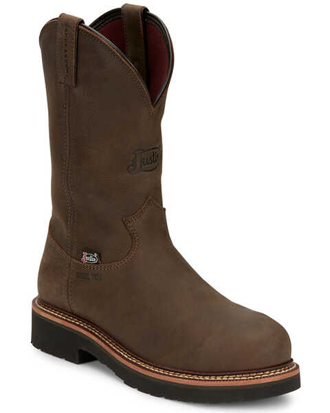 Justin Men's Carbide Waterproof Work Boots - Steel Toe , Brown, hi-res