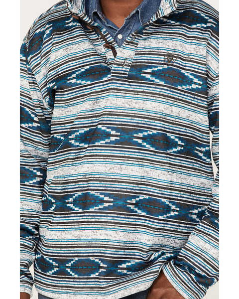 Image #3 - Ariat Men's Wesley Southwestern Print 1/4 Button Fleece Pullover , Grey, hi-res