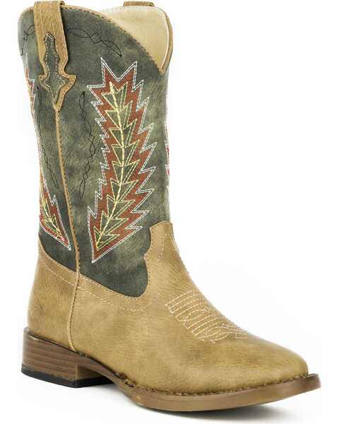 Image #1 - Roper Boys' Arrowheads Western Boots - Square Toe, Tan, hi-res