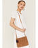Prime Time Jewelry Women's Suede Leather Tan Crossbody, Tan, hi-res