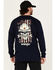 Image #1 - Wrangler Men's FR Skull Logo Long Sleeve Work Shirt, Navy, hi-res