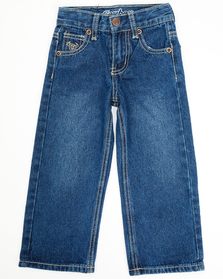 Cowboy Hardware Infant & Toddler Boys' Medium Wash Steerhead Skull Pocket Straight Leg Jeans , Blue, hi-res