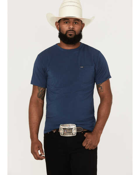 HOOey Men's Bamboo San Jose Fabric Solid Pocket T-Shirt , Navy, hi-res