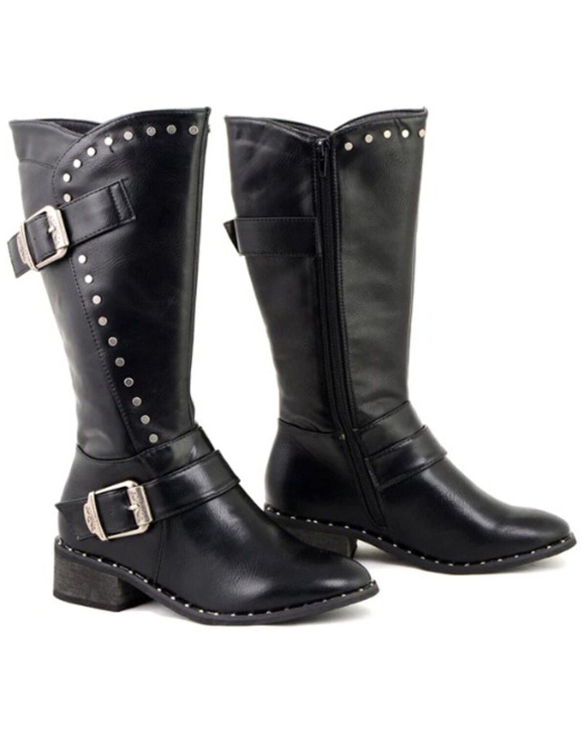 Image #1 - Milwaukee Leather Women's Studded Boots - Round Toe, Black, hi-res
