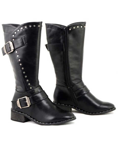 Image #1 - Milwaukee Leather Women's Studded Boots - Medium Toe, Black, hi-res