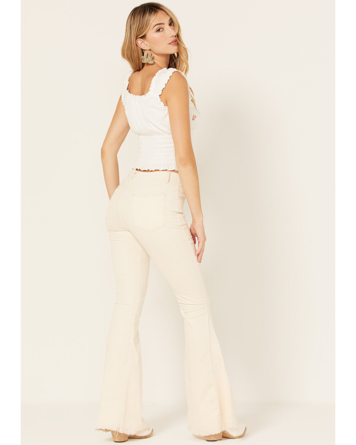 Image #3 - Saints & Hearts Women's High Rise Corduroy Super Flare Jeans, Cream, hi-res