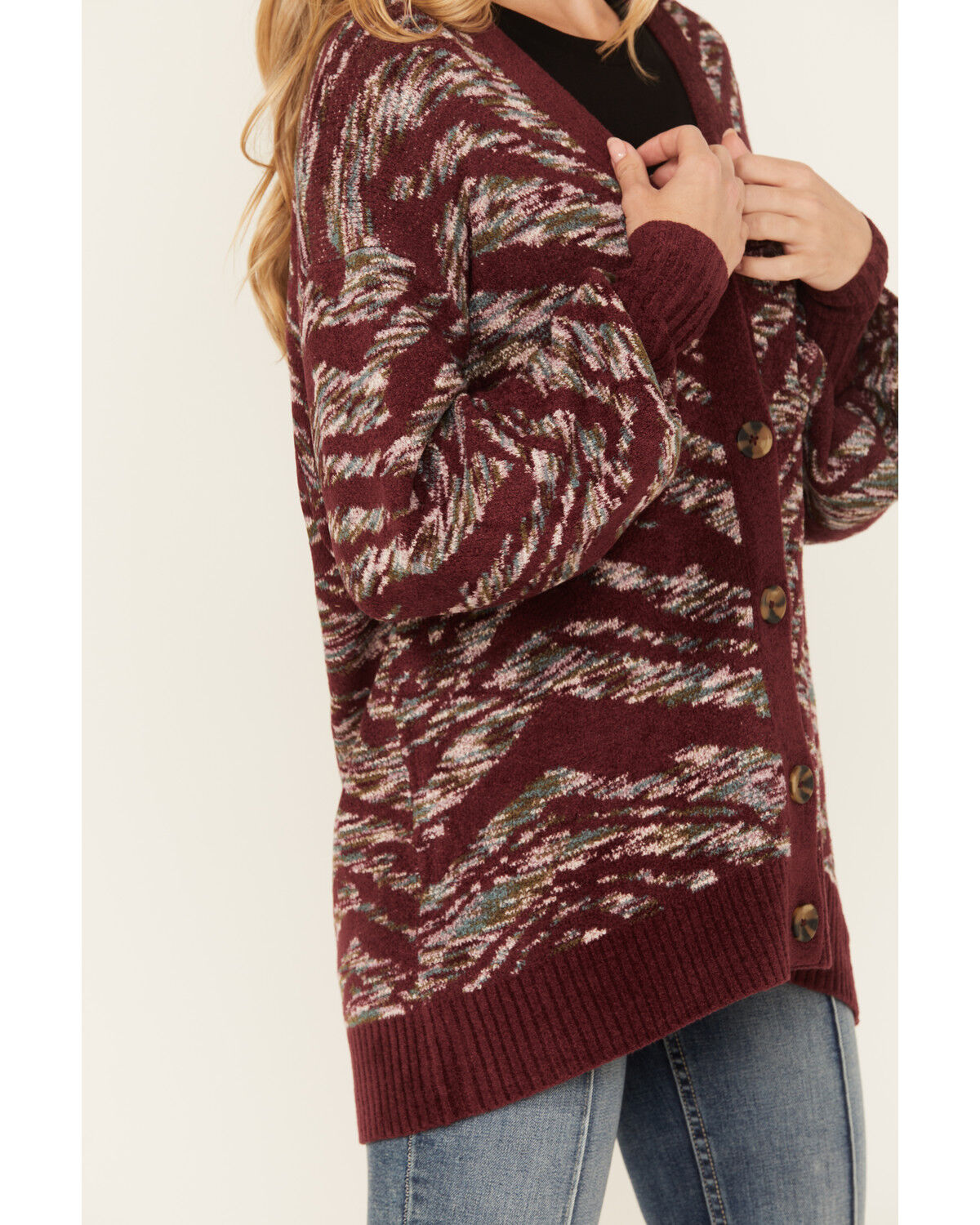 Image #2 - Shyanne Women's Artisinal Cardigan, Maroon, hi-res
