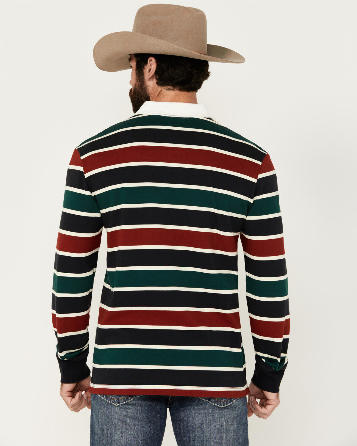 Image #4 - Pendleton Men's Decker Rugby Striped Long Sleeve Polo Shirt, Red, hi-res