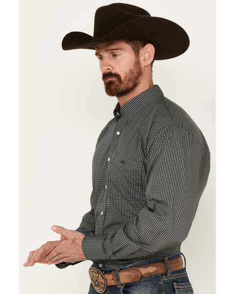 Image #2 - Resistol Men's Troy Geo Print Long Sleeve Button-Down Western Shirt, Navy, hi-res
