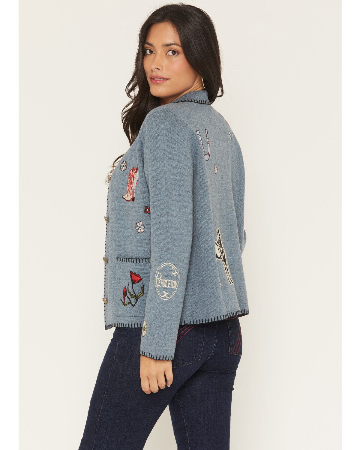 Image #4 - Pendleton Women's Souvenir Patch Button-Down Cardigan, Blue, hi-res