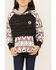 Image #3 - Hooey Girls' Southwestern Print Hooded Sweatshirt, Charcoal, hi-res