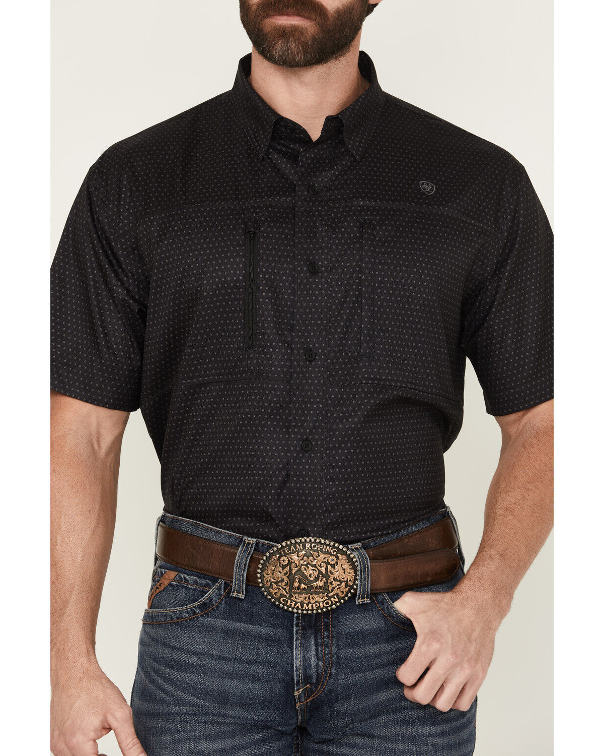 Image #3 - Ariat Men's VentTek Arrows Geo Print Short Sleeve Button-Down Western Shirt, Black, hi-res