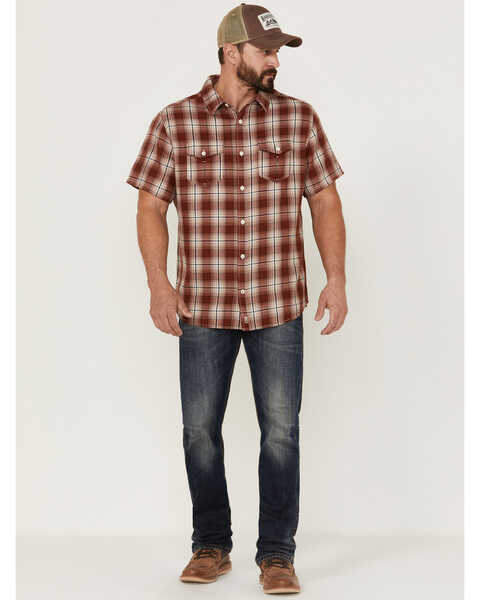 Image #2 - Brothers and Sons Men's Large Plaid Short Sleeve Button Down Western Shirt , Red, hi-res